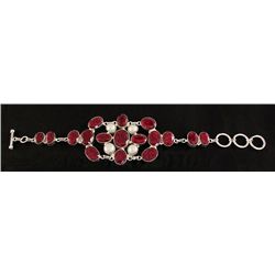 RUBY CORRUNDUM 47.85GRAMS FASHION SILVER BRACELET