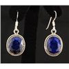 Image 1 : SAPPHIRE CORRUNDUM 28.92CTW SILVER HOOK EARRING