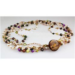 148.00CTW Multi Color Thread Freshwater Pearl Necklace