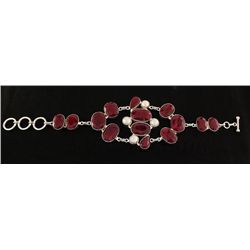 RUBY CORRUNDUM 56.95GRAMS FASHION SILVER BRACELET