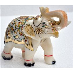 Marble UpTrunk Elephant w/ Gold Plated Design 5in.x6in.