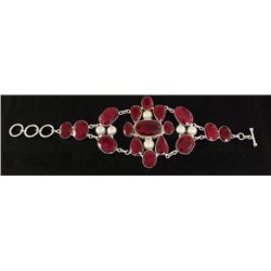 RUBY CORRUNDUM 69.94GRAMS FASHION SILVER BRACELET