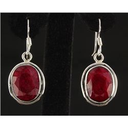 RUBY CORRUNDUM 35.37CTW SILVER HOOK EARRING