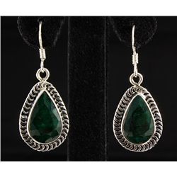 EMERALD BERYL 41.46CTW SILVER HOOK EARRING