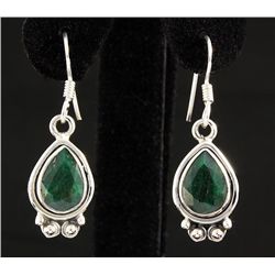 EMERALD BERYL 24.34CTW MINI SILVER HOOK EARRING