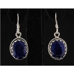 SAPPHIRE CORRUNDUM 39.37CTW SILVER HOOK EARRING