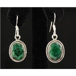 EMERALD BERYL 27.07CTW SILVER HOOK EARRING