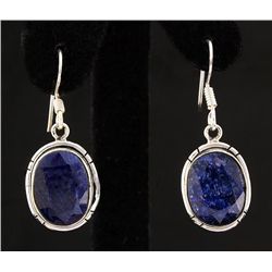 SAPPHIRE CORRUNDUM 25.63CTW SILVER HOOK EARRING