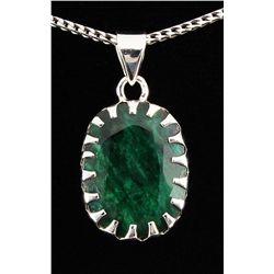 NATURAL EMERALD BERYL 27.40CTW SILVER PENDANT