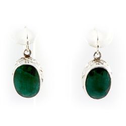 44.5ctw Custom Made Silver Emerald Earring