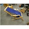 Image 2 : MAPLE & CLOTH SLING CHAIRS - 2 BLUE & 2 YELLOW - RECLINING - BID X 4