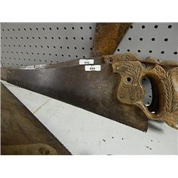 VINTAGE HAND SAW - LEAVES ON HANDLE