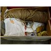 Image 1 : BOX OF ASSORTED ROPE, SAND PAPER, STEEL WOOL ETC