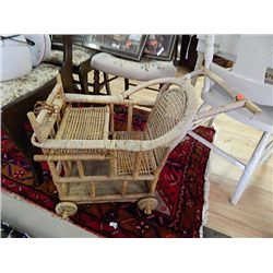 WICKER DOLL CARRIAGE