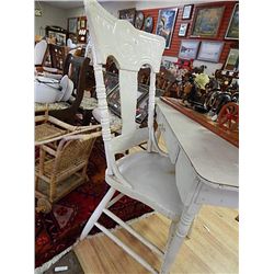 VINTAGE OLD CANADIAN PRESS BACK CHAIR - WHITE