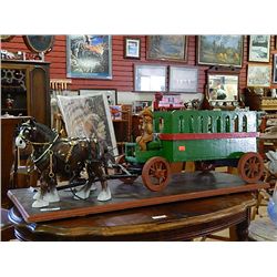 WESTERN COVERED  WAGON AND TEAM PF HORSES - WOOD ART