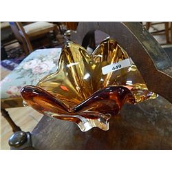 AMBER GLASS ART CRAFT BOWL