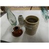 Image 1 : MISC - 1 VINTAGE BOTTLE & 4 STONEWARE BOTTLES = 5 TOTAL