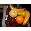 Image 1 : WOOD CARVED BOWL & ARTIFICIAL  FRUIT