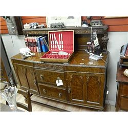 VINTAGE MAHOGANY BUFFET WITH BACK DROP - 2DR & 2 DOOR - 1800'S?