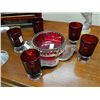 Image 1 : RUBY RED GLASSES & BOWL - SILVER SET