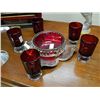 Image 1 : RUBY RED GLASSES & BOWL - SILVER SET