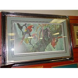 FRAMED LIMITED EDITION PRINT "TROPICAL CANOPY-SCARLET MACAWS" - ROBERT BATEMAN