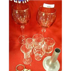 RUBY CRYSTAL WINE GLASSES & SHOT GLASSES