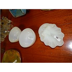 MILK GLASS STYLE DISH & 2 BOWLS