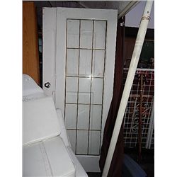 WOOD FRAMED (WHITE) LEADED GLASS DOOR