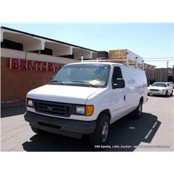 2003 Ford E350 Cargo Van, 173,770 Miles VIN: 1FTSS34L23HB62761, Full-Size, RWD, V8, 5.4L, w/ Shelves