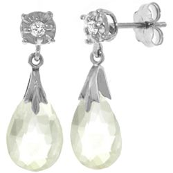 14k 6.0ct White Topaz Earrings with Diamond Accent