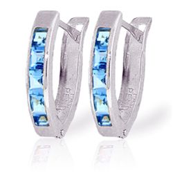 14K White Gold 1.20ct Blue Topaz Huggie Earring
