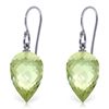 14k White Gold 19.0ct Briolette Green Amethyst Earrings