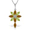Image 1 : 14k Solid Gold Citrine, Peridot & Diamond Necklace
