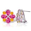 Image 1 : 14k WG 3.25ct Pink Topaz & 1.60ct Citrine Earring