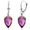 Faceted 19ct Amethyst Drop Earrings in 14k White Gold