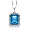 14k Solid Gold 7.60ct Blue Topaz & Diamond Necklace
