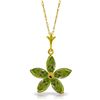 Image 1 : 14k Solid Gold 1.40ct Peridot Flower Necklace