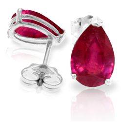 3.50ct Ruby Teardrop Stud Earrings in 14k WHITE GOLD