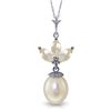 14k WG Pearl & 0.75ct White Topaz Necklace
