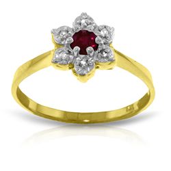 14k Solid Gold 0.20ct Ruby & Diamond Ring