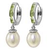 Image 1 : 14K White Gold 8.00ct Pearl & 1.30ct Peridot Earring