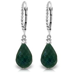 14K White Gold 17.60ct Emerald & Diamond Earring