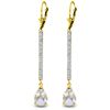 14k Solid Gold 3.50ct White Topaz & Diamond Earrings