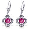 14k WHITE GOLD 1.10ct ROUND Pink Topaz Flower Earring