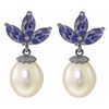 14k White Gold Pearl & 1.50ct Tanzanite Earrings