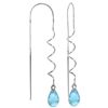 Image 1 : Blue Topaz Spiral Threader Earrings in 14k White Gold