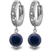 14K White Gold 3.3ct Sapphire & Diamond Hoop Earring