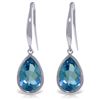 Image 1 : 14k Gold Blue Topaz Teardrop Fish Hook Earrings